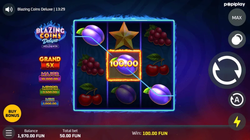Blazing Coins Deluxe peruspelin voitto