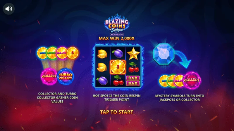 Blazing Coins Deluxe päävalikko